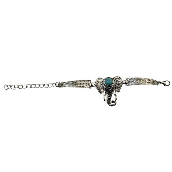 Turquoise Elephant Silver Bracelet - Picture 2 of 2
